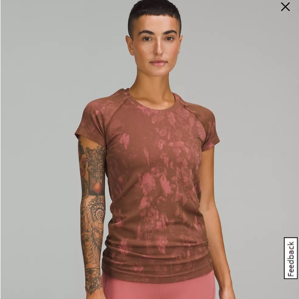 lululemon athletica Brown and Pink Short Sleeve Tee